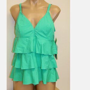 New Fit 4u Swimsui Tankini 2 pc set Sz 16W Dark Mint